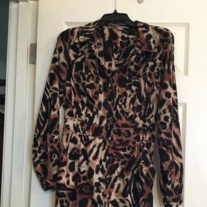 Cute leopard print blouson dress